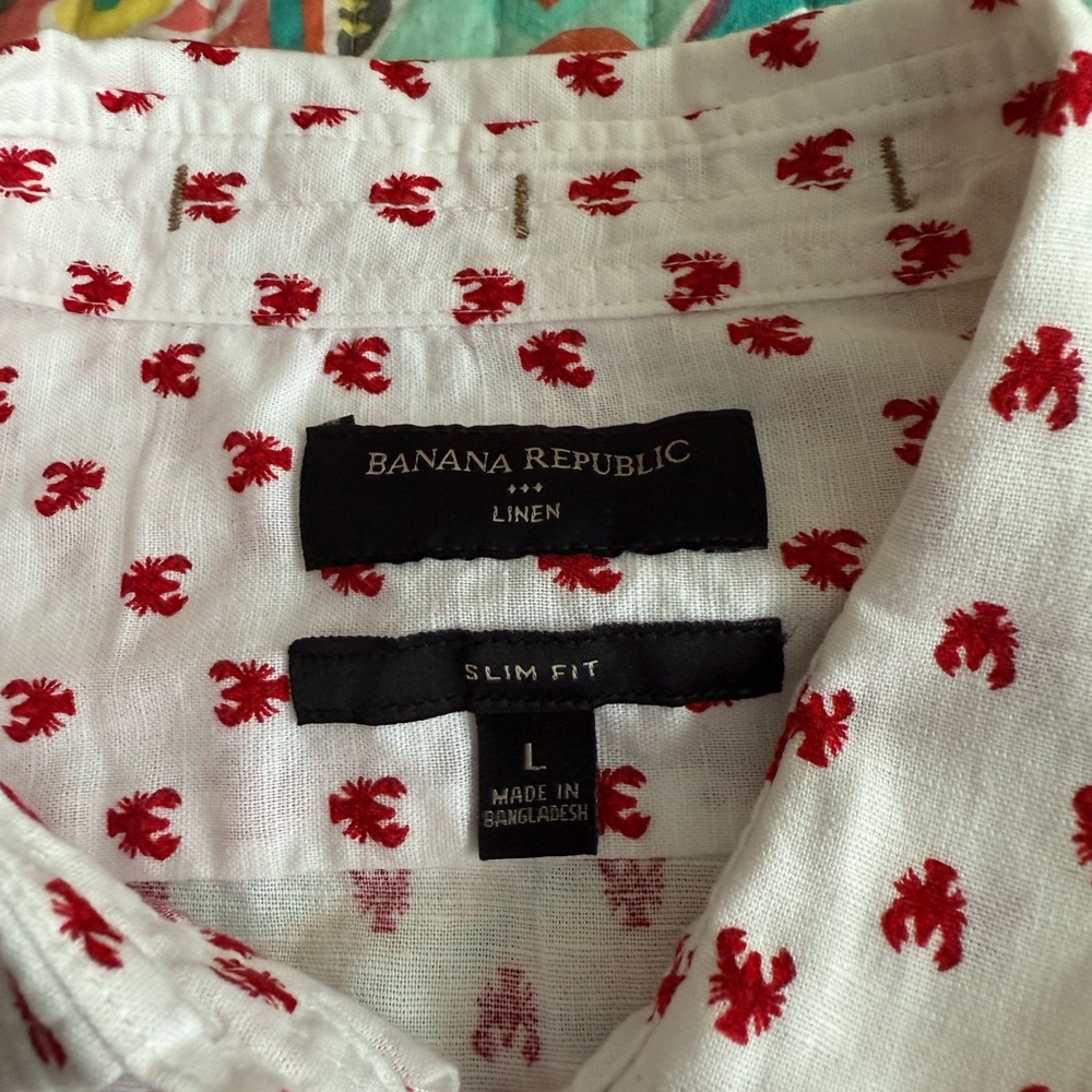 Banana Republic White Shirt with Red Lobster Print
